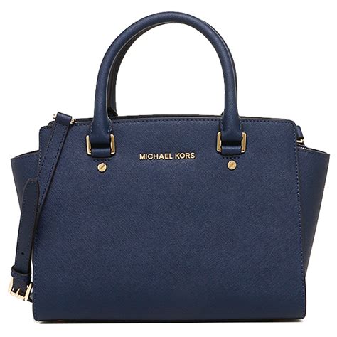 michael michael kors selma medium top zip satchel bag navy